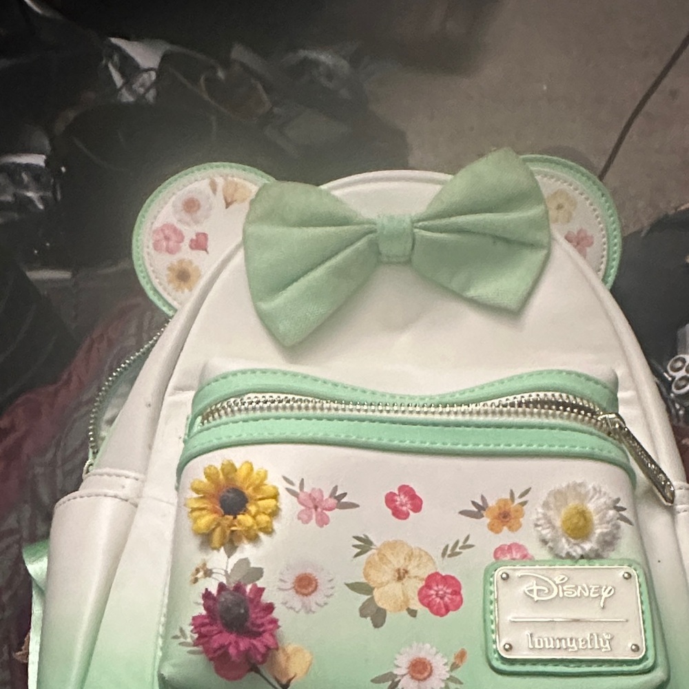Loungefly Disney Floral mini Backpack - Mint Green and Cream